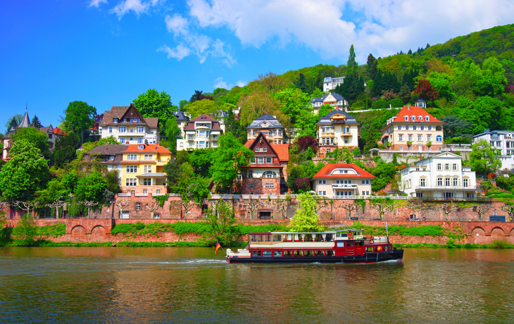 Schiff auf dem Neckar in Heidelberg