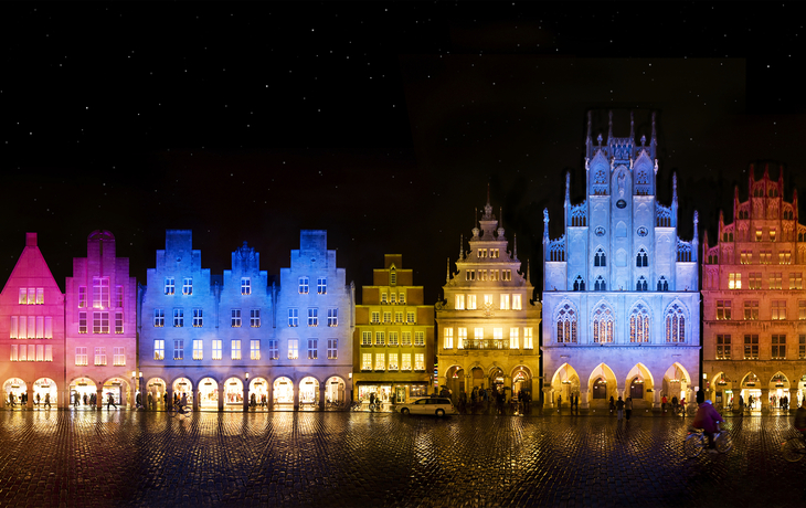 Weihnachtsbeleuchtung am Prinzipalmarkt in Münster, Deutschland
